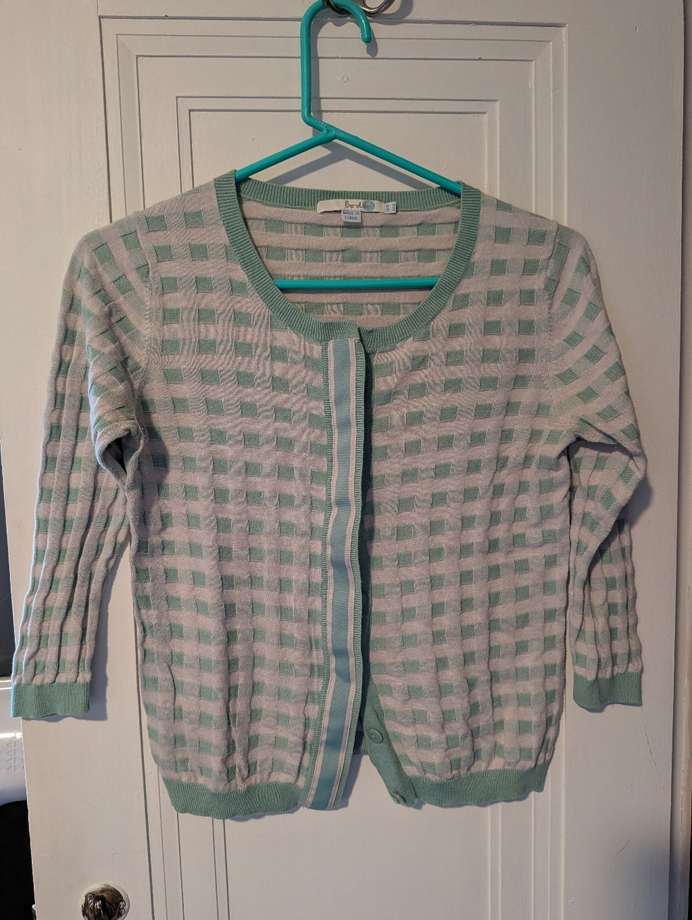 Green Basketweave Pattern Boden Cardigan